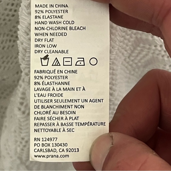 prAna Luiza Swimsuit Cover-Up Hooded Tunic White Chevron Pocket Size Small - Picture 6 of 10